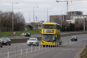 Bus driving on road