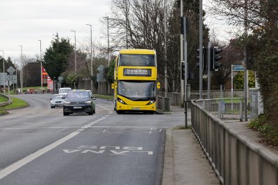 Image of a Dublin Bus driving.