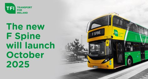 image of bus with "f spine" on scroll and copy "the new f spine will launch october 2025"