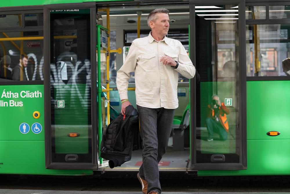 Customer alighting the bus