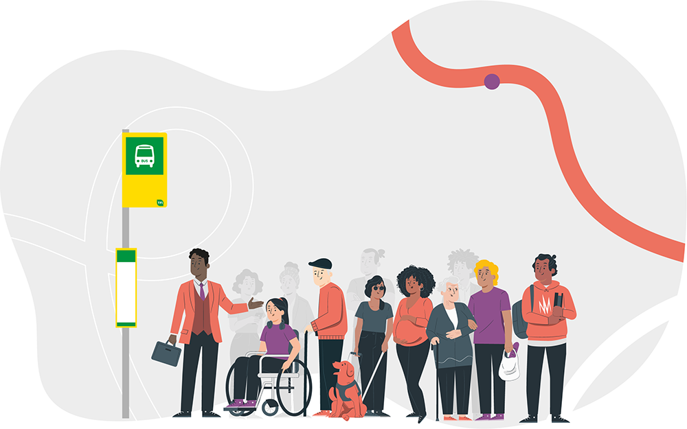 Animation of customers waiting at the bus stop Animation of customers waiting at the bus stop