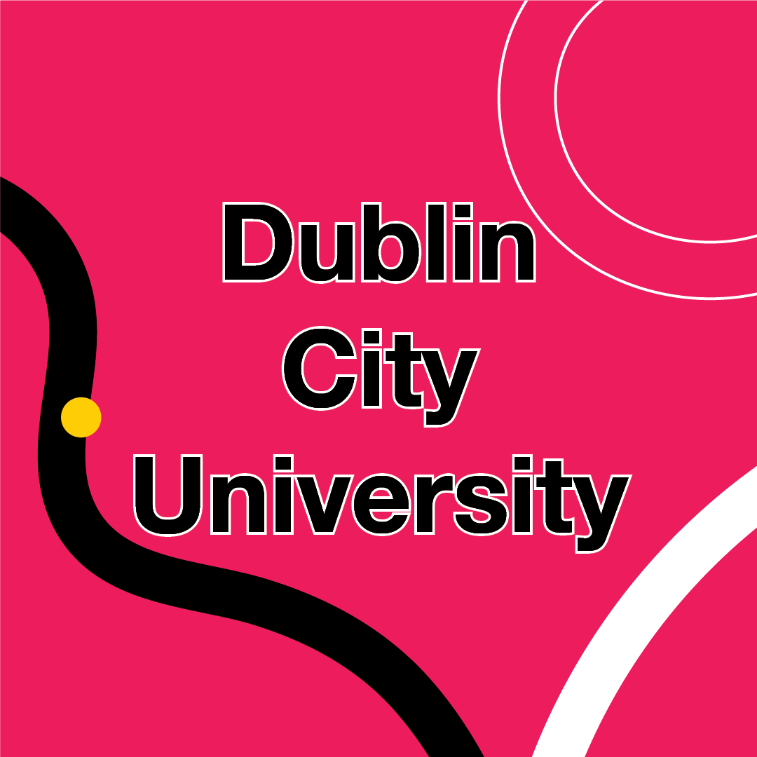 Pink Graphic with text that reads 'Dublin City University'