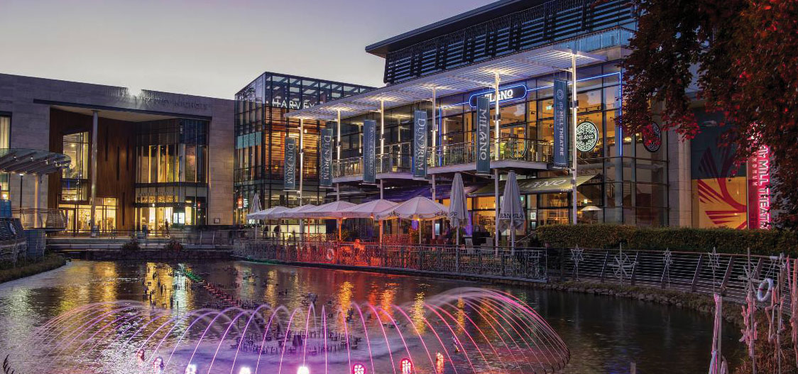 Image outside Dundrum Town Centre with fountain display